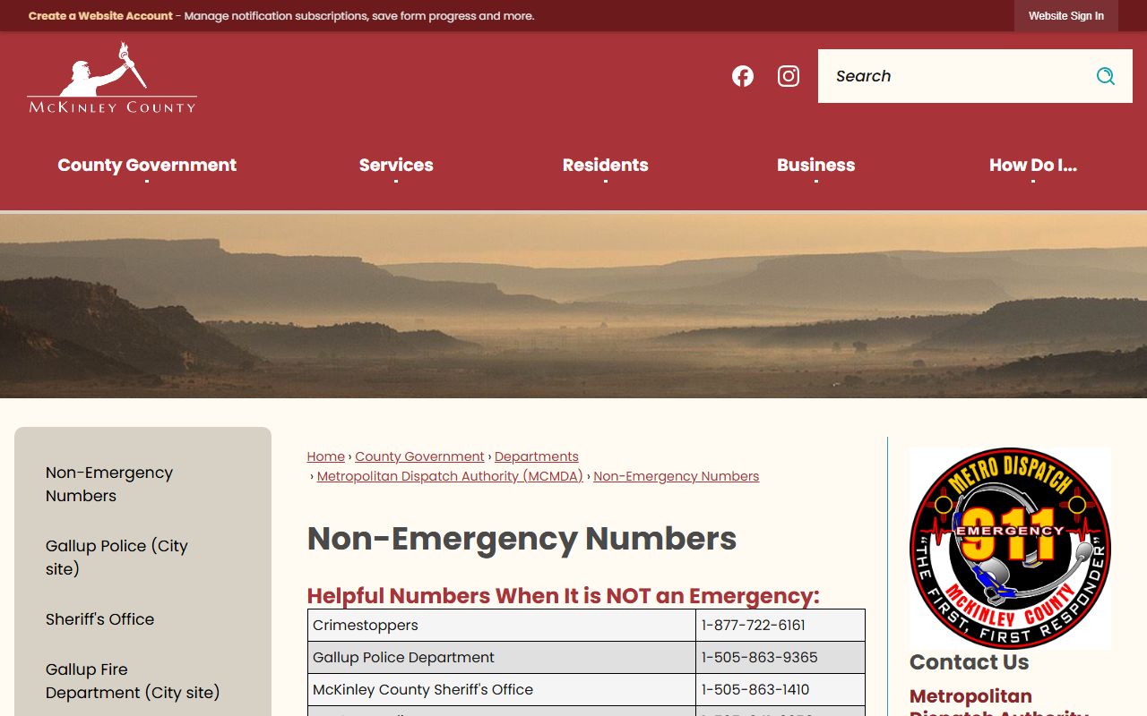 McKinley County court clerk records and local non-emergency numbers