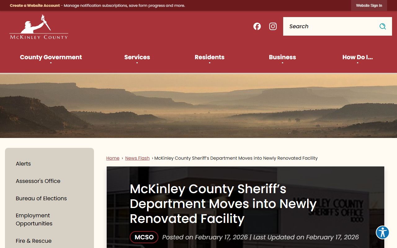 McKinley County arrest records renovated sheriff facility