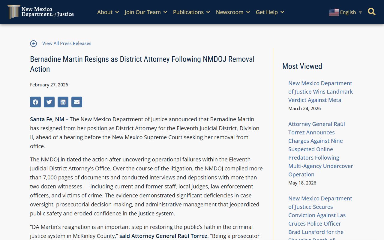McKinley County arrest records district attorney charge records