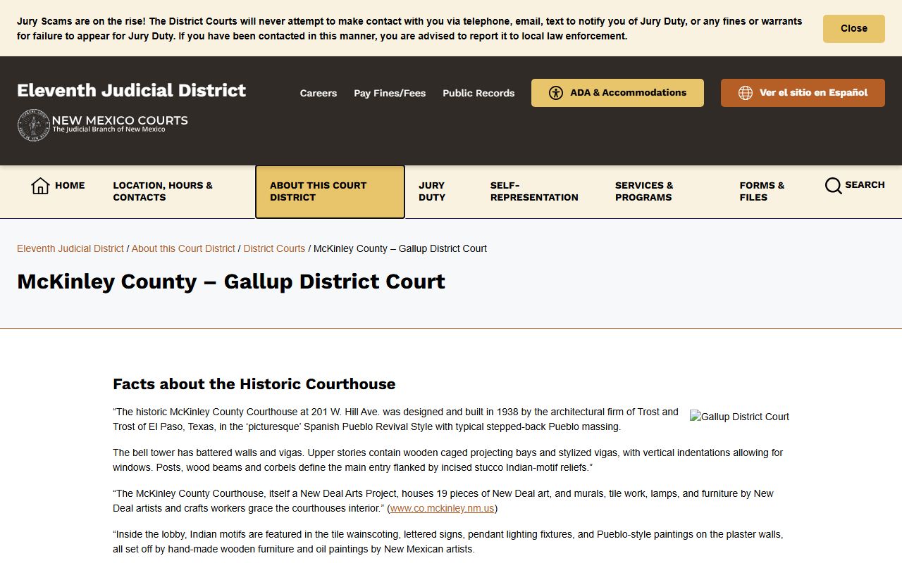 McKinley County court records Gallup District Court page