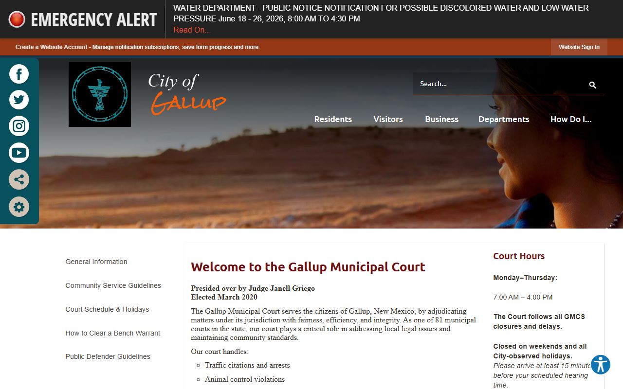 McKinley County court records Gallup Municipal Court page