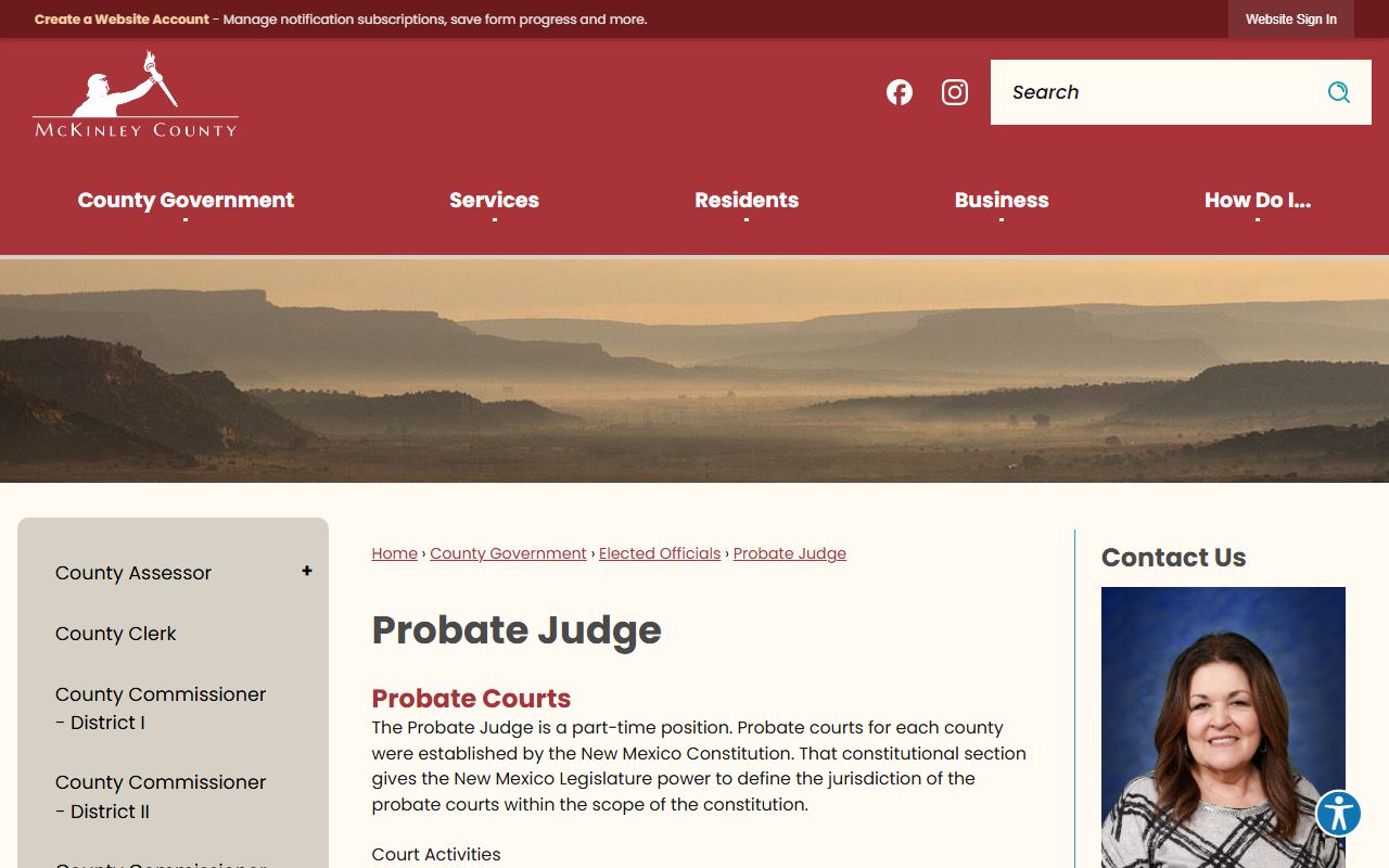 McKinley County probate records Probate Judge page