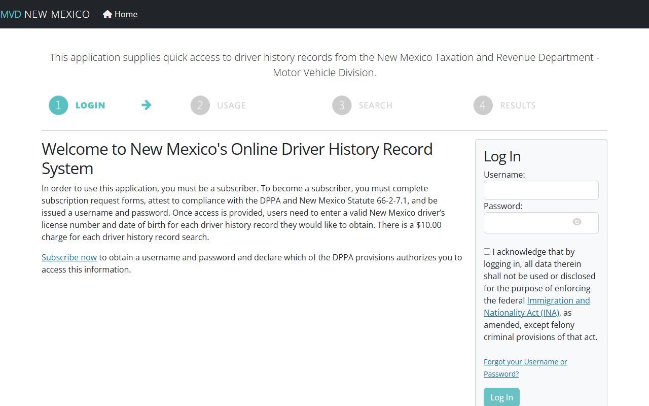 McKinley County traffic court records MVD subscriber driver history login